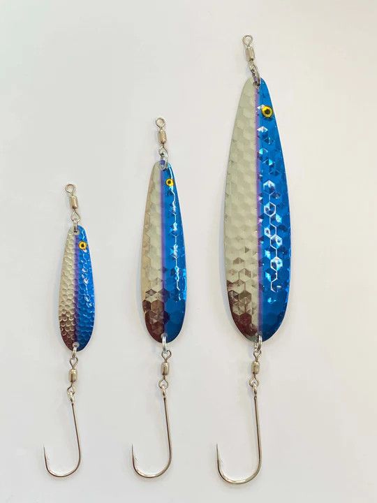 All Rigged Helldiver Trolling Spoon 2.5" Nickel Blue / Purple