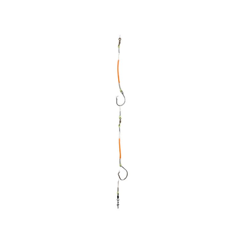 B&amp;J Halibut Rig Basic Collection Double Tube Glow Orange 16/0 Circle