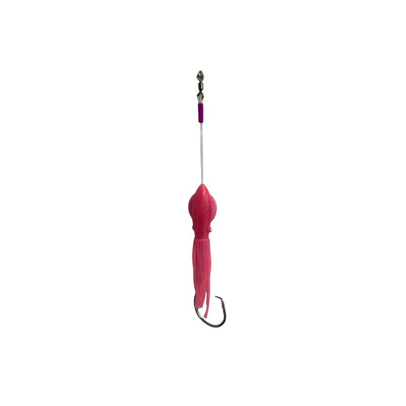 B&amp;J Halibut Rig Single 8" B2 Squid Pink Glow 18/0 Circle