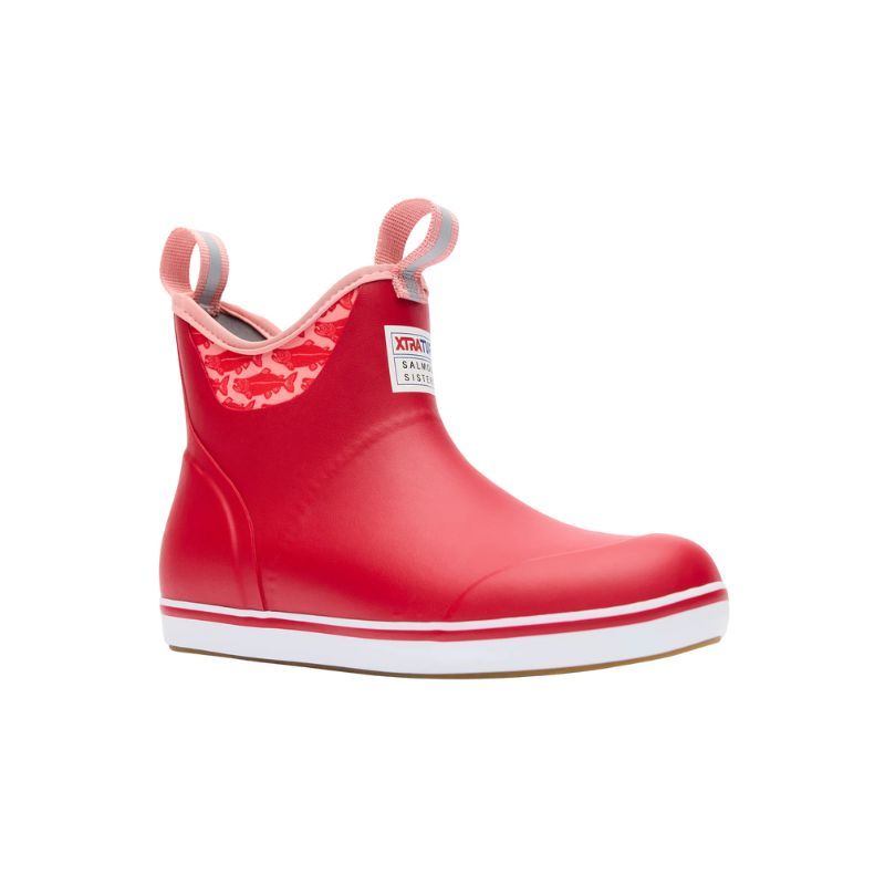 XtraTuf Women's Salmon Sisters Ankle Deck Boot 6" Red Sockeye Salmon
