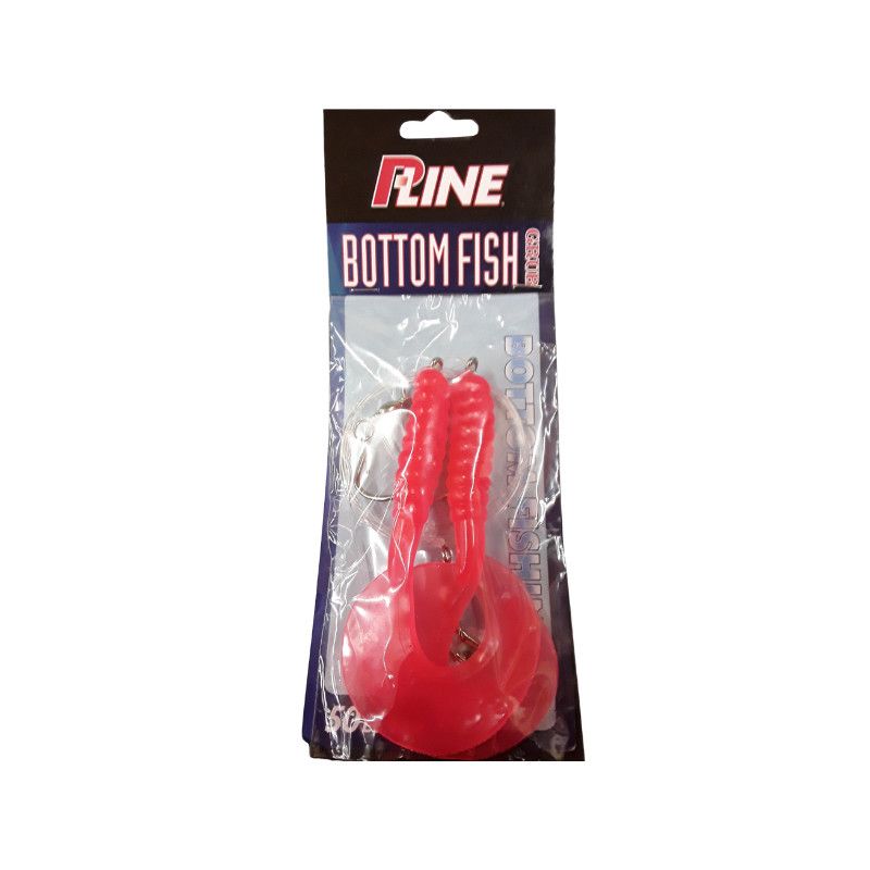 P-Line Bottom Fish Grub Rig 4-1/4 7/0 Red Krill 2pk