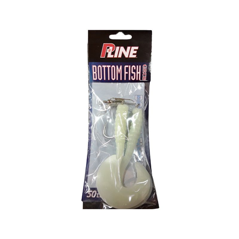 P-Line Bottom Fish Grub Rig 4-1/4 7/0 Glow 2pk