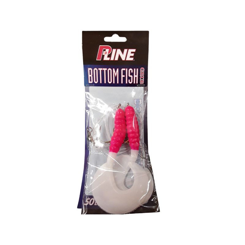 P-Line Bottom Fish Grub Rig 4-1/4 7/0 Pink White 2pk