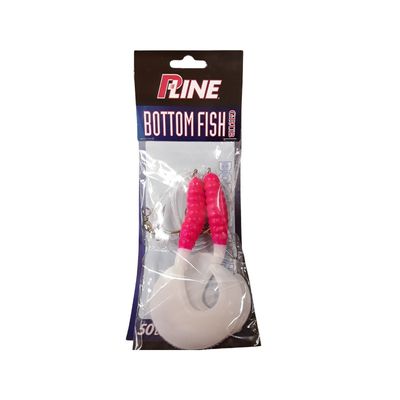 P-Line Bottom Fish Grub Rig 4-1/4 7/0 Pink White 2pk