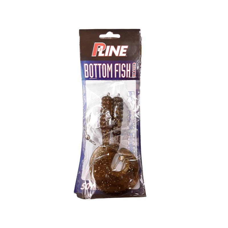 P-Line Bottom Fish Grub Rig 4-1/4 7/0 Root Beer 2pk