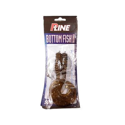 P-Line Bottom Fish Grub Rig 4-1/4 7/0 Root Beer 2pk