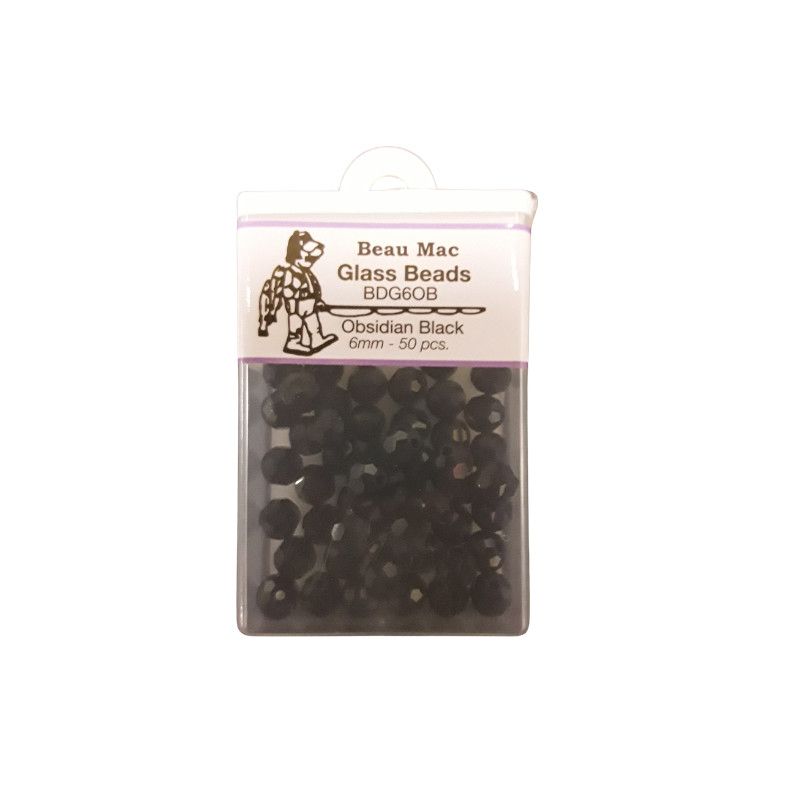 Beau Mac Beads Glass Facet Obsidian Black 