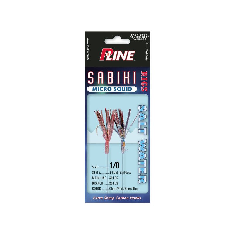 P-Line Sabiki Rig Micro Squid, Size: Sz 1/0 2 Hook