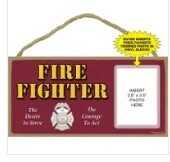 Fire Fighter Wood Photo Sign