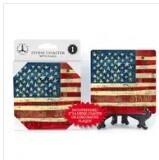 1-pack Stone Coaster With Easel, Pattern: American Flag