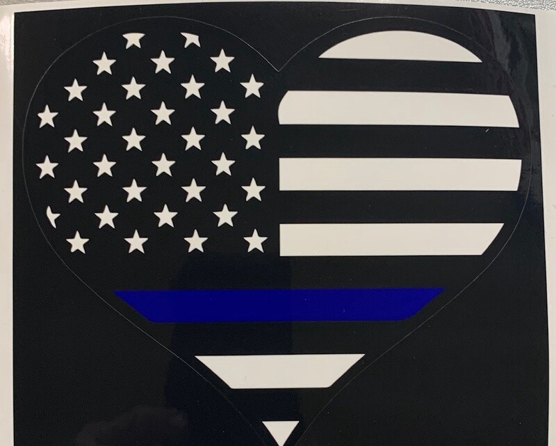 Thin Blue line Heart Decal