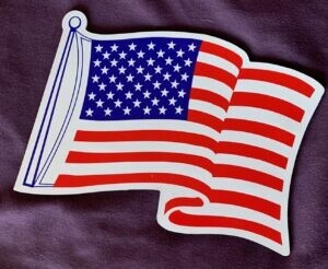 Waving US Flag and Pole Top Magnet 5.5" x 7.5"