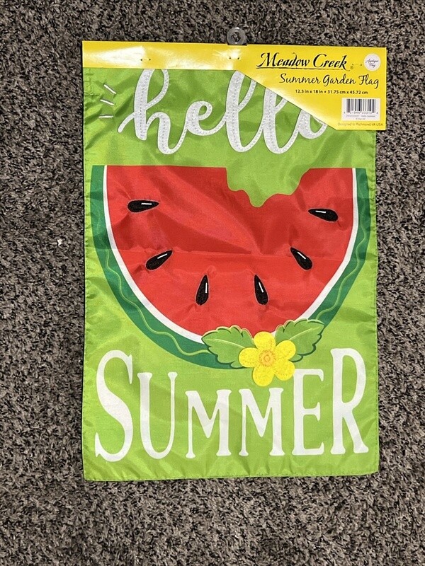 Hello Summer Watermelon Garden Flag