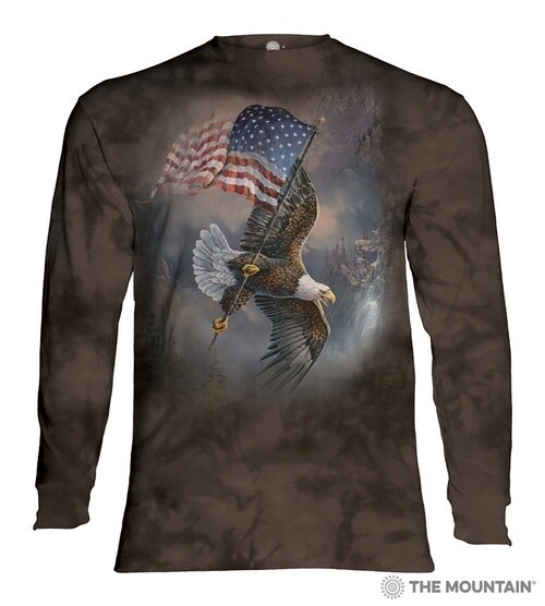 The Mountain T Shirt Flag Bearing Eagle Long Sleeve, Size: S