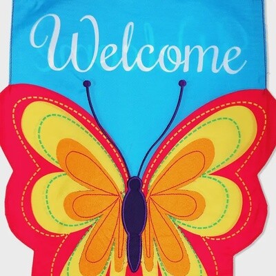 Welcome Butterfly Garden Flag