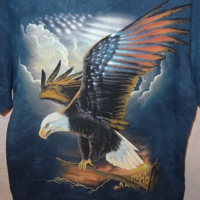 The Mountain T Shirt Eagle and Cloud Flag, Size: S