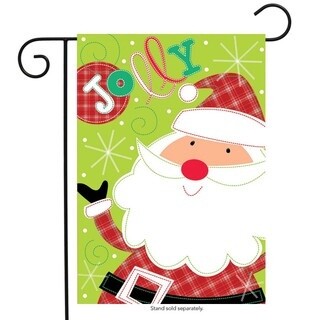 Jolly Santa Applique Garden Flag