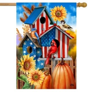 American Fall Birdhouses House Flag
