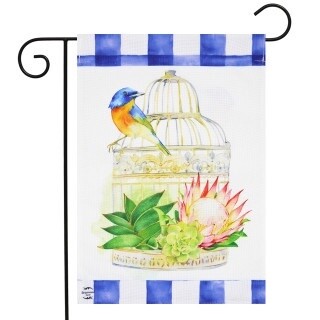 Birdcage Burlap Garden Flag