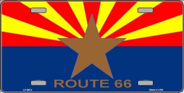 Arizona State Flag Route 66 License Plate