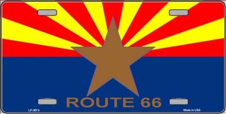 Arizona State Flag Route 66 License Plate
