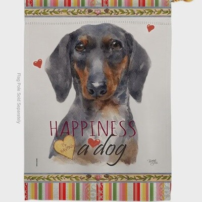 Black &amp; Tan Dachshund Happiness Garden Flag