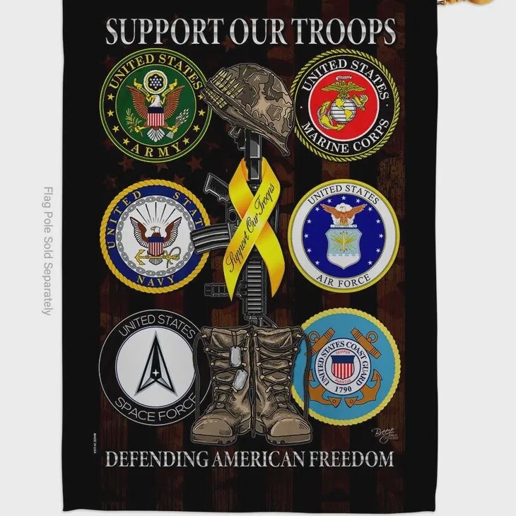 Support Armed Forces Garden Flag