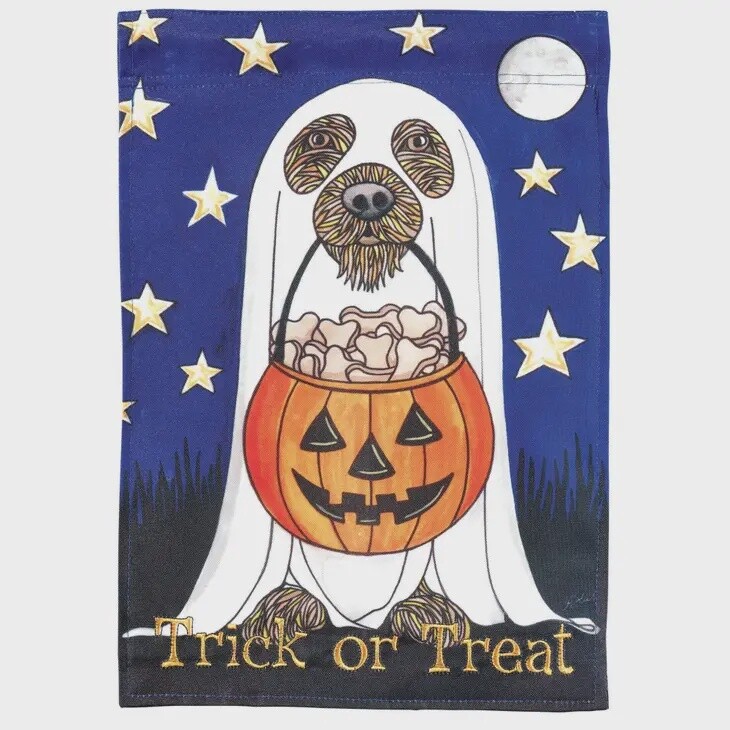 Dog Trick or Treat Double Applique Plus Garden Flag
