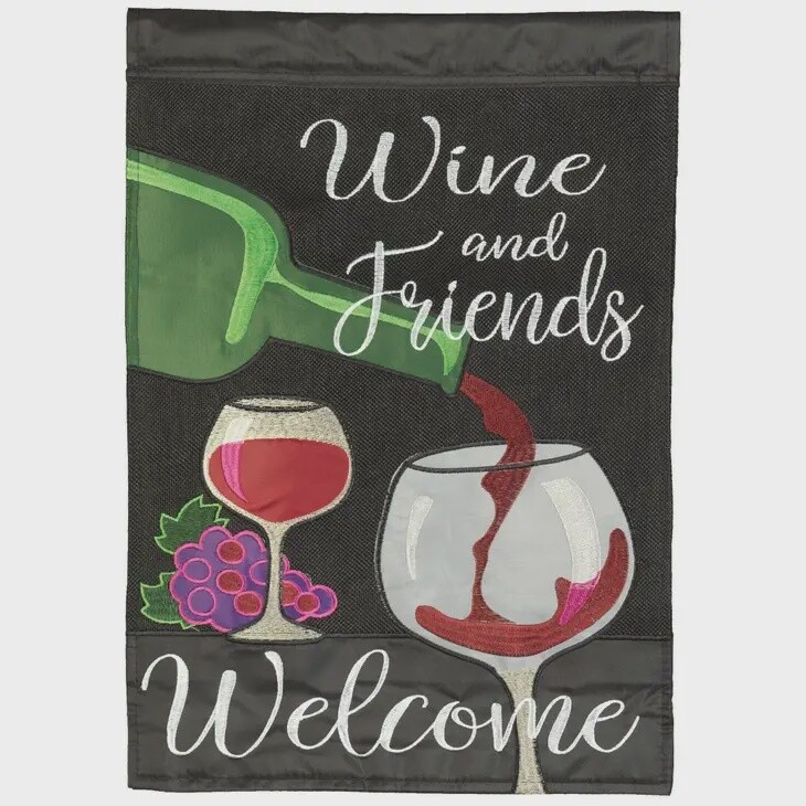 Wine and Friends Double Applique Garden Flag