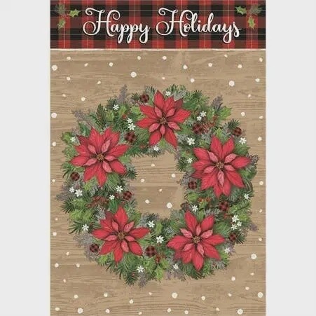 Happy Holidays Wreath Garden Flag