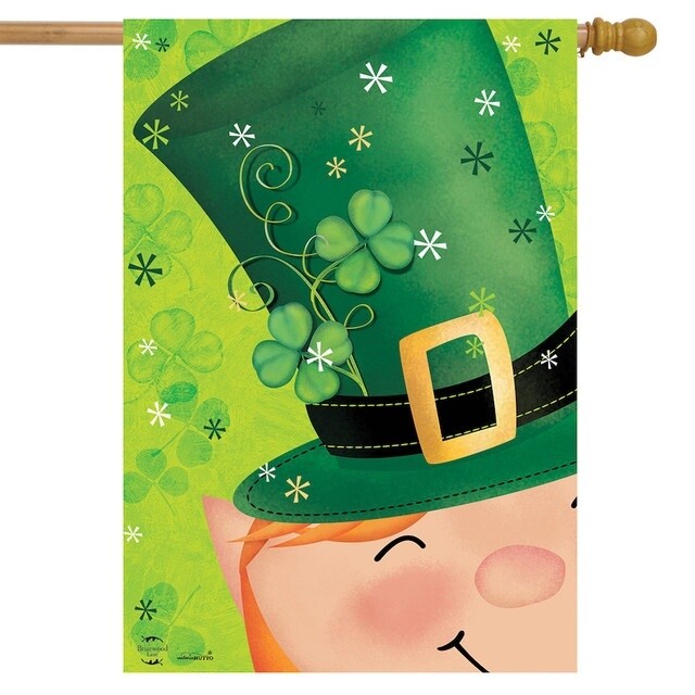 Lucky Hat Leprechaun Garden Flag