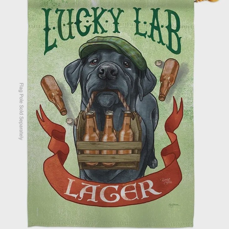 Lucky Lab Lager Garden Flag