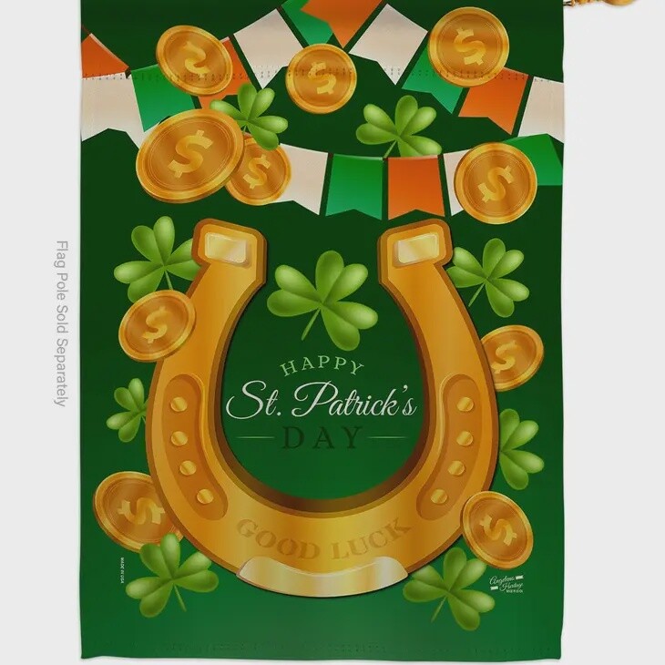 Lucky Irish St Patrick Horseshoes House Flag
