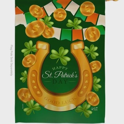 Lucky Irish St Patrick Horseshoes House Flag