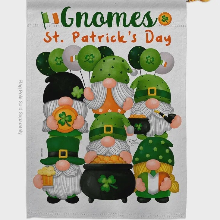 Gnomes Buddies St Patrick House Flag