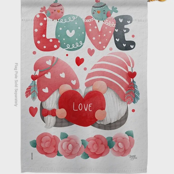 Sweet Couple Gnome House Flag