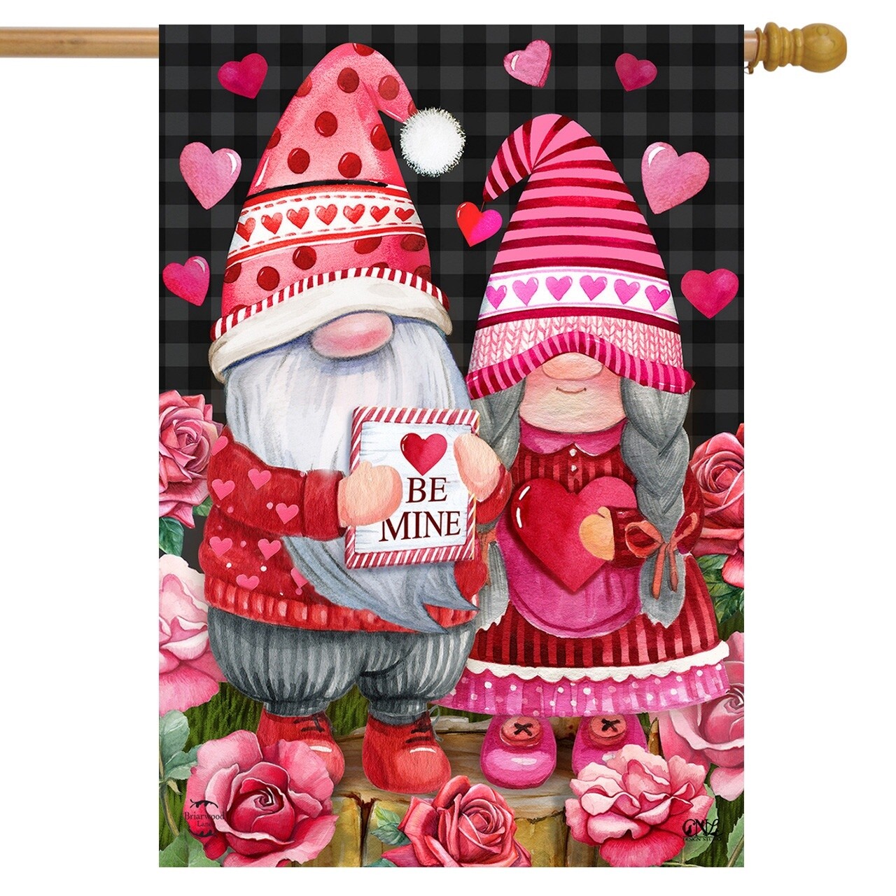 Valentine&#39;s Gnome House Flag