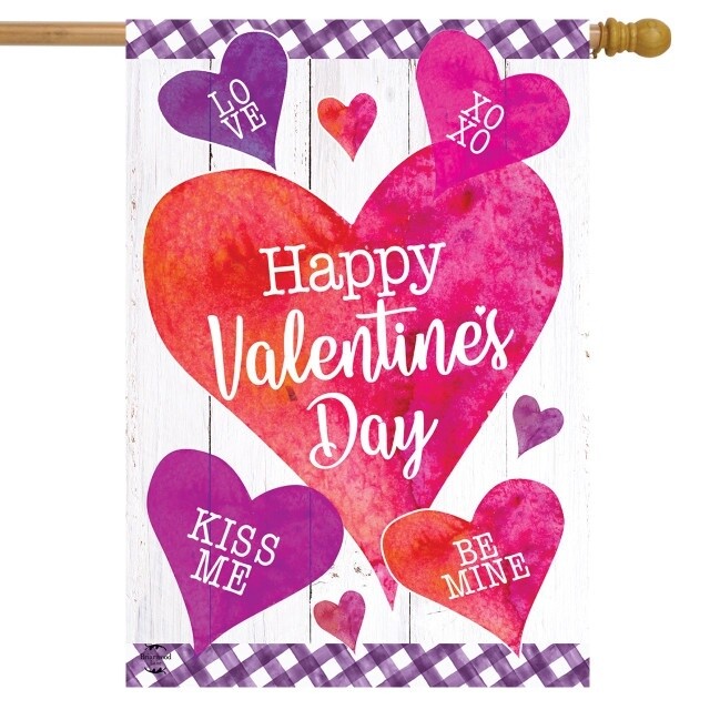 Valentine&#39;s Watercolor House Flag