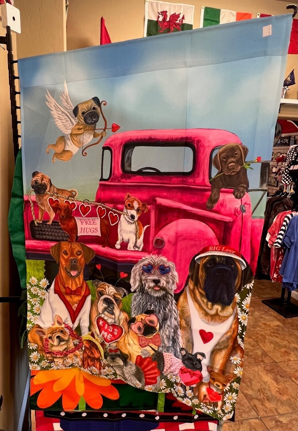 Valentines Dogs House Flag