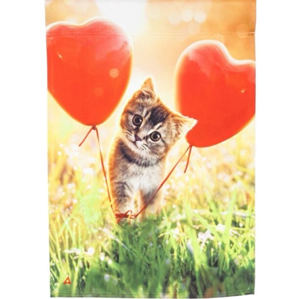Kitten Heart Balloon Garden Flag