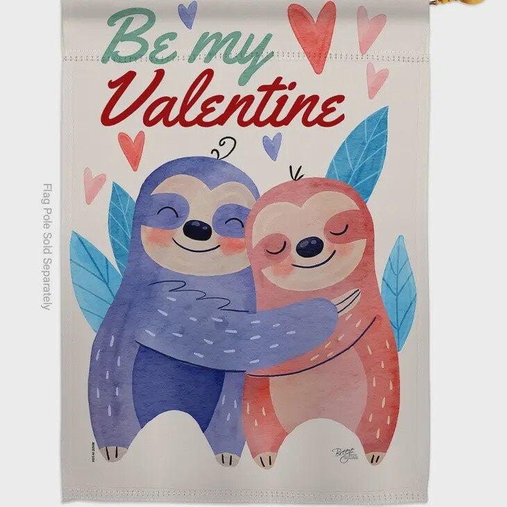 Sloths Love Valentine Garden Flag