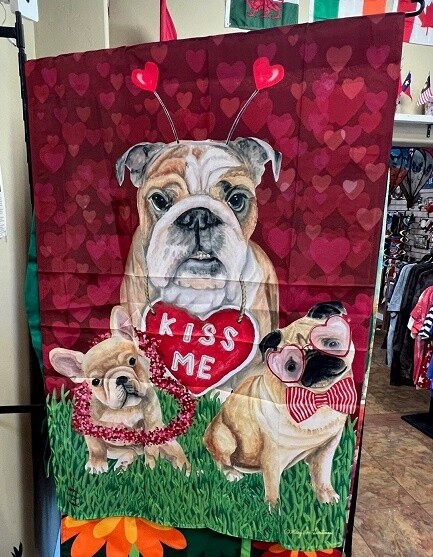 Dog Kiss House Flag