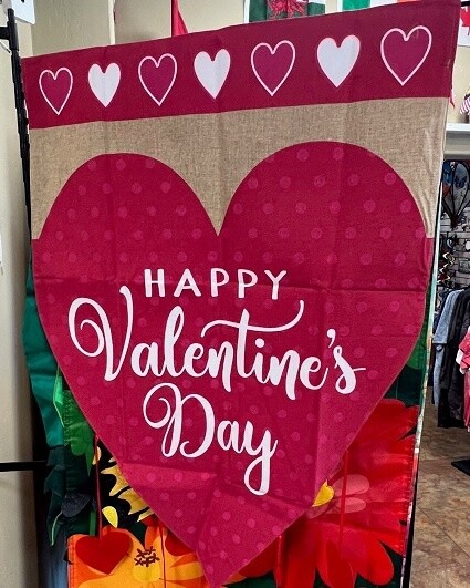 Heart Shaped Valentines House Flag