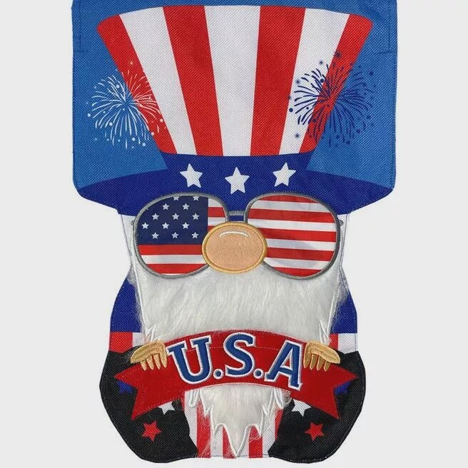 Patriotic Gnome Garden Flag