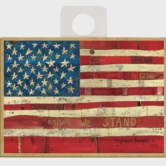 American Flag - United We Stand Wood Magnet