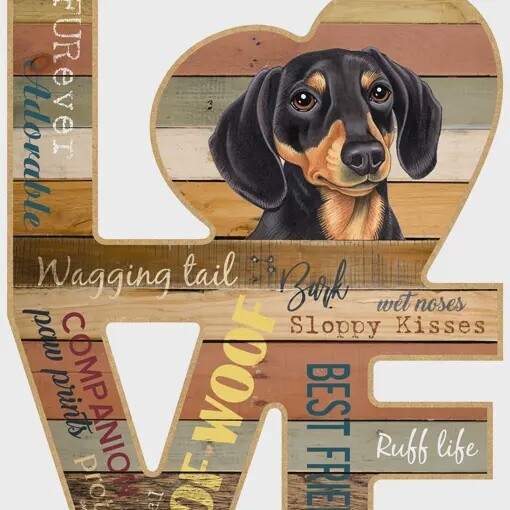 Dachshund (Black and Tan) Wood Sign