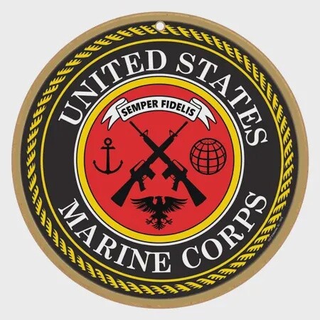 Military Marine Logo Round Wood Sign