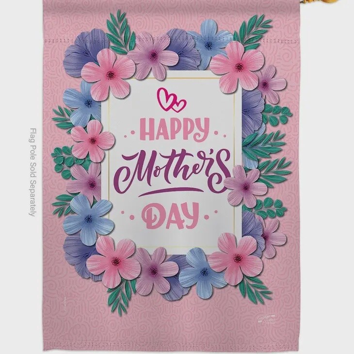 Pink Mother Day Floral House Flag