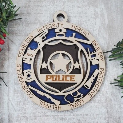 Police Wood Ornament