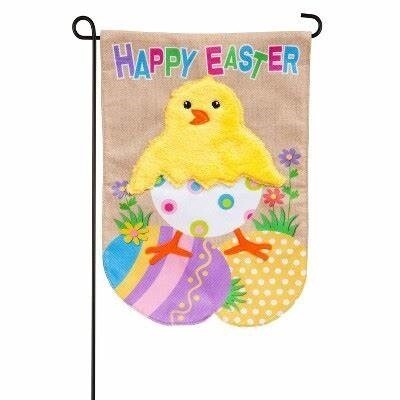 Easter Chick Applique Garden Flag